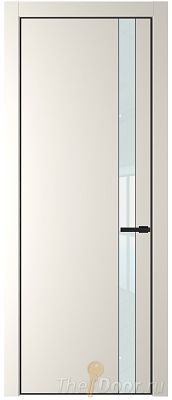 Дверь Profil Doors 18PE цвет Перламутр белый кромка Черный матовый RAL9005 стекло Lacobel Белый лак