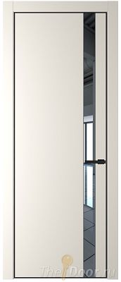 Дверь Profil Doors 18PE цвет Перламутр белый кромка Черный матовый RAL9005 стекло Зеркало Дверь Profil Doors 18PE цвет Перламутр белый кромка Черный матовый RAL9005 стекло Зеркало