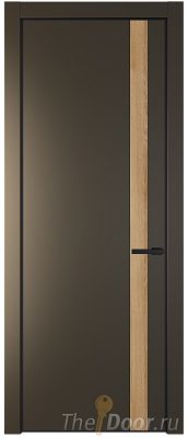 Дверь Profil Doors 18PE цвет Перламутр бронза кромка Черный матовый RAL9005 вставка Дуб Карамель
