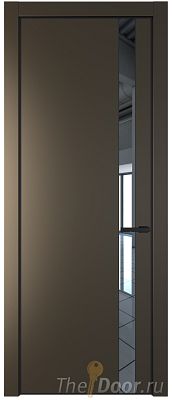 Дверь Profil Doors 18PE цвет Перламутр бронза кромка Черный матовый RAL9005 стекло Зеркало