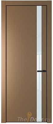 Дверь Profil Doors 18PE цвет Перламутр золото кромка Черный матовый RAL9005 стекло Lacobel Белый лак