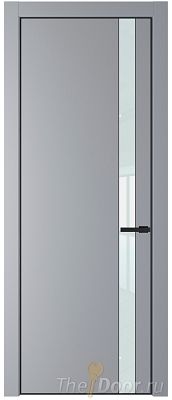 Дверь Profil Doors 18PE цвет Смоки (RAL 870-02) кромка Черный матовый RAL9005 стекло Lacobel Белый лак