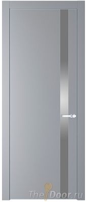 Дверь Profil Doors 18PE цвет Смоки (RAL 870-02) кромка Серебро стекло Lacobel Серебро Матлак