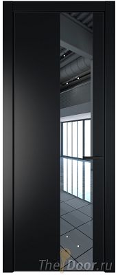 Дверь Profil Doors 19PE цвет Блэк кромка Черный матовый RAL9005 стекло Зеркало