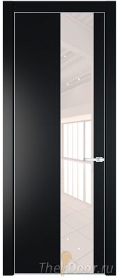 Дверь Profil Doors 19PE цвет Блэк кромка Серебро стекло Lacobel Перламутровый лак