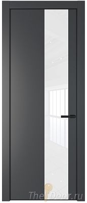 Дверь Profil Doors 19PE цвет Графит (Pantone 425С) кромка Черный матовый RAL9005 стекло Lacobel лак Классик