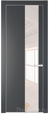 Дверь Profil Doors 19PE цвет Графит (Pantone 425С) кромка Серебро стекло Lacobel Перламутровый лак