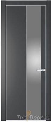 Дверь Profil Doors 19PE цвет Графит (Pantone 425С) кромка Серебро стекло Lacobel Серебро Матлак