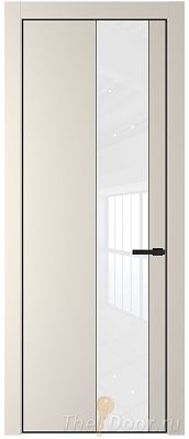 Дверь Profil Doors 19PE цвет Кремовая Магнолия (RAL 120-04) кромка Черный матовый RAL9005 стекло Lacobel лак Классик