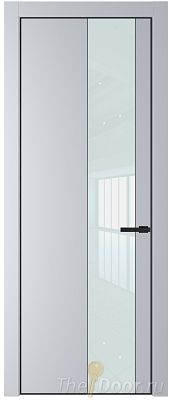 Дверь Profil Doors 19PE цвет Лайт Грей (RAL 870-01) кромка Черный матовый RAL9005 стекло Lacobel Белый лак