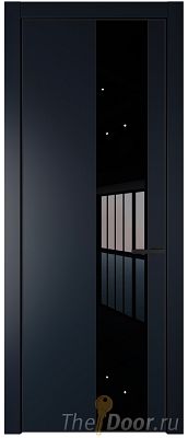 Дверь Profil Doors 19PE цвет Нэви Блу (RAL 7016) кромка Черный матовый RAL9005 стекло Lacobel Черный лак