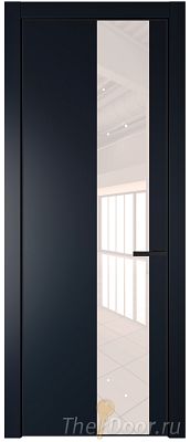 Дверь Profil Doors 19PE цвет Нэви Блу (RAL 7016) кромка Черный матовый RAL9005 стекло Lacobel Перламутровый лак