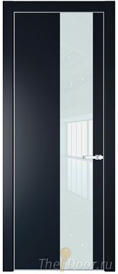 Дверь Profil Doors 19PE цвет Нэви Блу (RAL 7016) кромка Серебро стекло Lacobel Белый лак Дверь Profil Doors 19PE цвет Нэви Блу (RAL 7016) кромка Серебро стекло Lacobel Белый лак