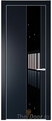 Дверь Profil Doors 19PE цвет Нэви Блу (RAL 7016) кромка Серебро стекло Lacobel Черный лак Дверь Profil Doors 19PE цвет Нэви Блу (RAL 7016) кромка Серебро стекло Lacobel Черный лак