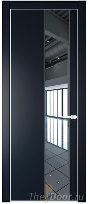 Дверь Profil Doors 19PE цвет Нэви Блу (RAL 7016) кромка Серебро стекло Зеркало Дверь Profil Doors 19PE цвет Нэви Блу (RAL 7016) кромка Серебро стекло Зеркало