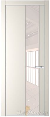 Дверь Profil Doors 19PE цвет Перламутр белый кромка Серебро стекло Lacobel Перламутровый лак