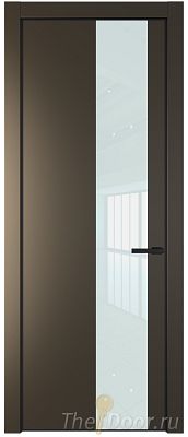 Дверь Profil Doors 19PE цвет Перламутр бронза кромка Черный матовый RAL9005 стекло Lacobel Белый лак