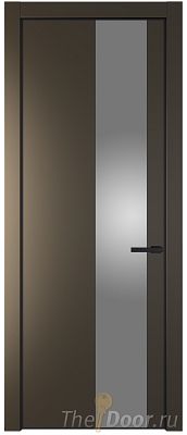 Дверь Profil Doors 19PE цвет Перламутр бронза кромка Черный матовый RAL9005 стекло Lacobel Серебро Матлак