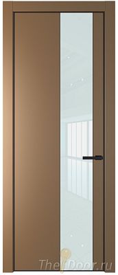 Дверь Profil Doors 19PE цвет Перламутр золото кромка Черный матовый RAL9005 стекло Lacobel Белый лак