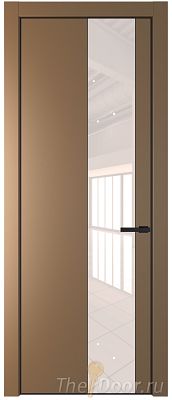 Дверь Profil Doors 19PE цвет Перламутр золото кромка Черный матовый RAL9005 стекло Lacobel Перламутровый лак