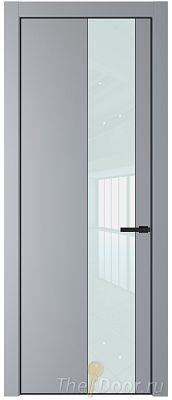 Дверь Profil Doors 19PE цвет Смоки (RAL 870-02) кромка Черный матовый RAL9005 стекло Lacobel Белый лак