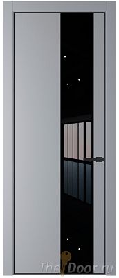 Дверь Profil Doors 19PE цвет Смоки (RAL 870-02) кромка Черный матовый RAL9005 стекло Lacobel Черный лак