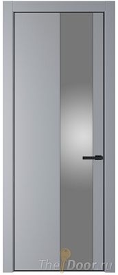 Дверь Profil Doors 19PE цвет Смоки (RAL 870-02) кромка Черный матовый RAL9005 стекло Lacobel Серебро Матлак