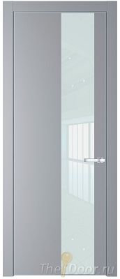 Дверь Profil Doors 19PE цвет Смоки (RAL 870-02) кромка Серебро стекло Lacobel Белый лак
