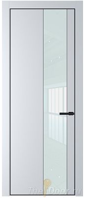 Дверь Profil Doors 19PE цвет Вайт (RAL 110 96 02) кромка Черный матовый RAL9005 стекло Lacobel Белый лак