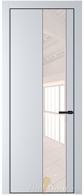 Дверь Profil Doors 19PE цвет Вайт (RAL 110 96 02) кромка Черный матовый RAL9005 стекло Lacobel Перламутровый лак