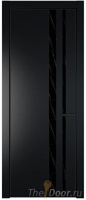 Дверь Profil Doors 20PE цвет Блэк кромка Черный матовый RAL9005 стекло Неро мрамор