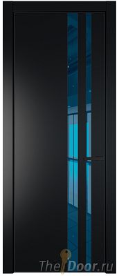 Дверь Profil Doors 20PE цвет Блэк кромка Черный матовый RAL9005 стекло Зеркало Blue