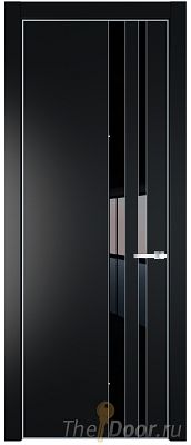 Дверь Profil Doors 20PE цвет Блэк кромка Серебро стекло Lacobel Черный лак