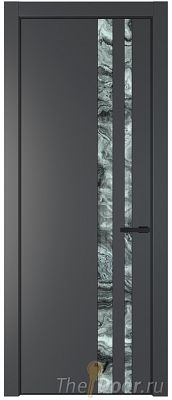 Дверь Profil Doors 20PE цвет Графит (Pantone 425С) кромка Черный матовый RAL9005 стекло Атриум серебро