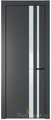 Дверь Profil Doors 20PE цвет Графит (Pantone 425С) кромка Черный матовый RAL9005 стекло Lacobel Белый лак