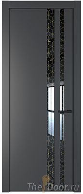 Дверь Profil Doors 20PE цвет Графит (Pantone 425С) кромка Черный матовый RAL9005 стекло Лоран узор золото Дверь Profil Doors 20PE цвет Графит (Pantone 425С) кромка Черный матовый RAL9005 стекло Лоран узор золото