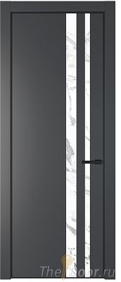 Дверь Profil Doors 20PE цвет Графит (Pantone 425С) кромка Черный матовый RAL9005 стекло Нефи белый узор серебро Дверь Profil Doors 20PE цвет Графит (Pantone 425С) кромка Черный матовый RAL9005 стекло Нефи белый узор серебро