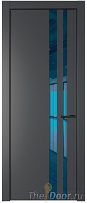 Дверь Profil Doors 20PE цвет Графит (Pantone 425С) кромка Черный матовый RAL9005 стекло Зеркало Blue