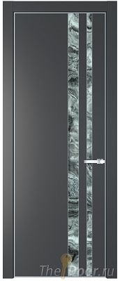 Дверь Profil Doors 20PE цвет Графит (Pantone 425С) кромка Серебро стекло Атриум серебро