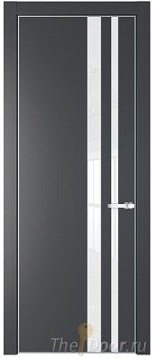 Дверь Profil Doors 20PE цвет Графит (Pantone 425С) кромка Серебро стекло Lacobel лак Классик