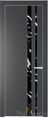 Дверь Profil Doors 20PE цвет Графит (Pantone 425С) кромка Серебро стекло Нефи черный узор серебро