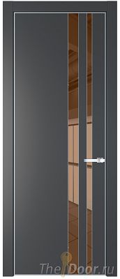 Дверь Profil Doors 20PE цвет Графит (Pantone 425С) кромка Серебро стекло Зеркало Bronza