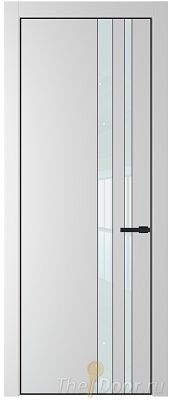 Дверь Profil Doors 20PE цвет Крем Вайт (RAL 120-02) кромка Черный матовый RAL9005 стекло Lacobel Белый лак