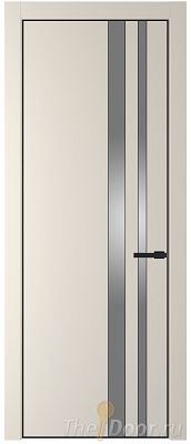 Дверь Profil Doors 20PE цвет Кремовая Магнолия (RAL 120-04) кромка Черный матовый RAL9005 стекло Lacobel Серебро Матлак