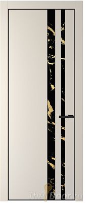 Дверь Profil Doors 20PE цвет Кремовая Магнолия (RAL 120-04) кромка Черный матовый RAL9005 стекло Нефи черный узор золото Дверь Profil Doors 20PE цвет Кремовая Магнолия (RAL 120-04) кромка Черный матовый RAL9005 стекло Нефи черный узор золото
