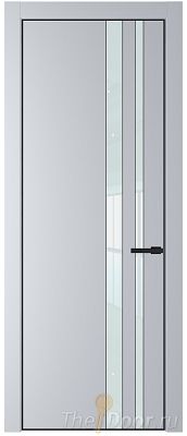 Дверь Profil Doors 20PE цвет Лайт Грей (RAL 870-01) кромка Черный матовый RAL9005 стекло Lacobel Белый лак