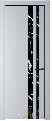 Дверь Profil Doors 20PE цвет Лайт Грей (RAL 870-01) кромка Черный матовый RAL9005 стекло Нефи черный узор серебро