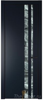 Дверь Profil Doors 20PE цвет Нэви Блу (RAL 7016) кромка Черный матовый RAL9005 стекло Атриум серебро