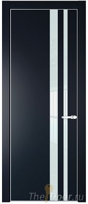 Дверь Profil Doors 20PE цвет Нэви Блу (RAL 7016) кромка Серебро стекло Lacobel Белый лак Дверь Profil Doors 20PE цвет Нэви Блу (RAL 7016) кромка Серебро стекло Lacobel Белый лак