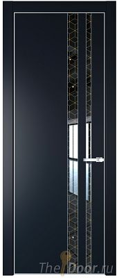 Дверь Profil Doors 20PE цвет Нэви Блу (RAL 7016) кромка Серебро стекло Лоран узор золото Дверь Profil Doors 20PE цвет Нэви Блу (RAL 7016) кромка Серебро стекло Лоран узор золото